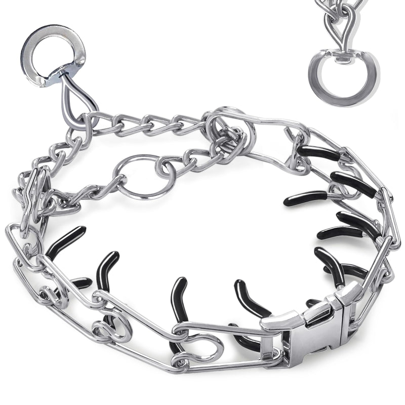 Prong Training Collar for Dogs, Adjustable Dog Training Pinch Collar with Quick Release Buckle, No Pull Collar for Small Medium Large Dogs, Extra Link and Caps (XL (21-26" Neck, 4.0mm)) XL (21-26" Neck, 4.0mm)