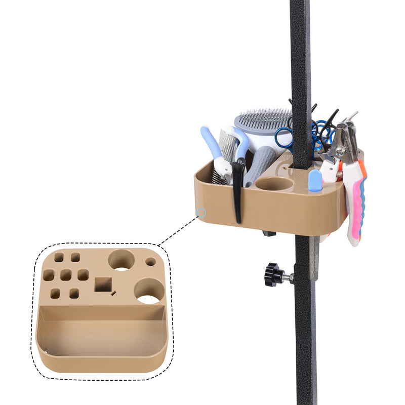 Pet Grooming Organizer for Scissors Brushes and Tools - Rotatable Multi Compartment Grooming Arm Stand 1 Pcs Brown Square - PawsPlanet Australia