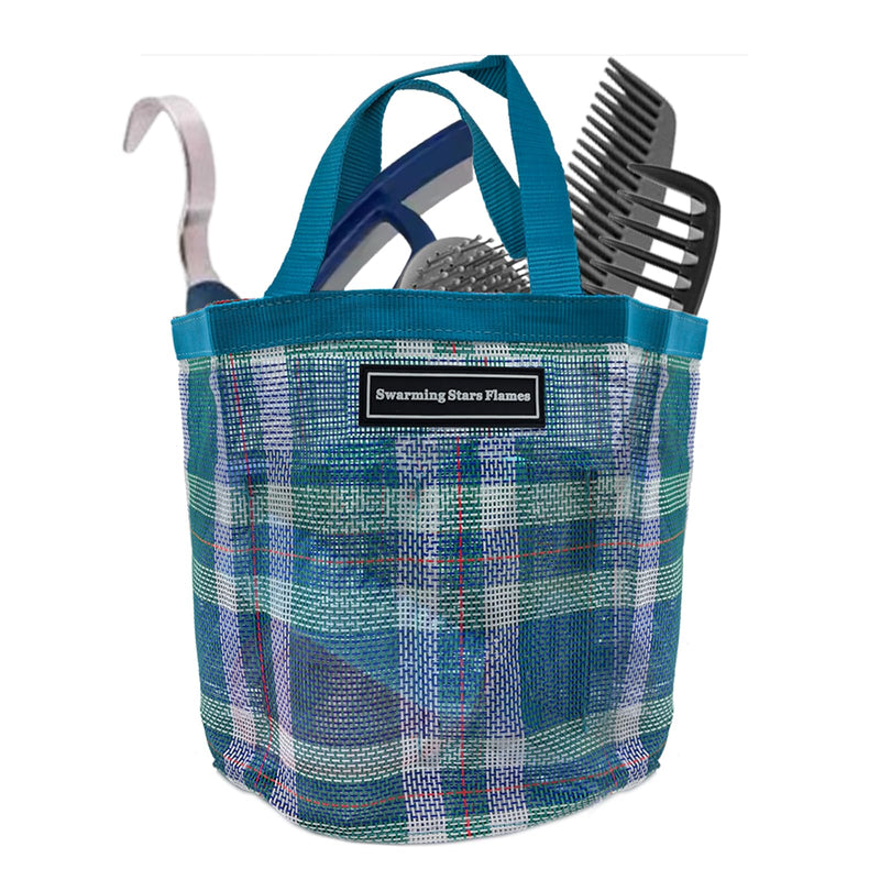 Durable Horse Tool Bag with 8 Pockets - Breathable & Waterproof Mesh Grooming Tote for Equestrian Tool Storage (Turquoise) Turquoise - PawsPlanet Australia