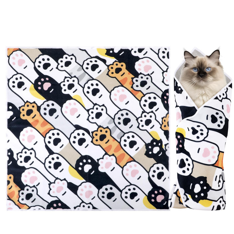 Cat Wrap for Grooming, 19.68x19.68 Inch Soft Cat Swaddle Wrap Multifunctional Self-Adherent Cat Restraint Wrap for Nail Clipping Anti-Bite & Anti-Scratch Pet Calming Blanket for Cats up to 9 Pounds - PawsPlanet Australia