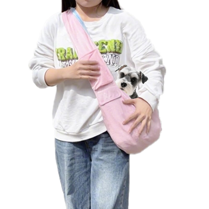Dog Sling Carrier for Small Dogs, Hands-Free Puppy Carrier for Pet 0-15 lbs, Lightweight Cuddler Pouch, Comfortable Fleece Slings for Small Animal (Pink) Pink-Large - PawsPlanet Australia