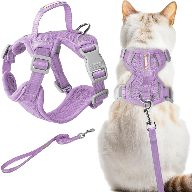 Cat Harness and Leash Set Escape Proof for Kitten Walking, Soft Adjustable Top Handle Vest Harnesses for Cats, Easy Control Breathable Reflective Small Medium Large, Violet Purple, M - PawsPlanet Australia