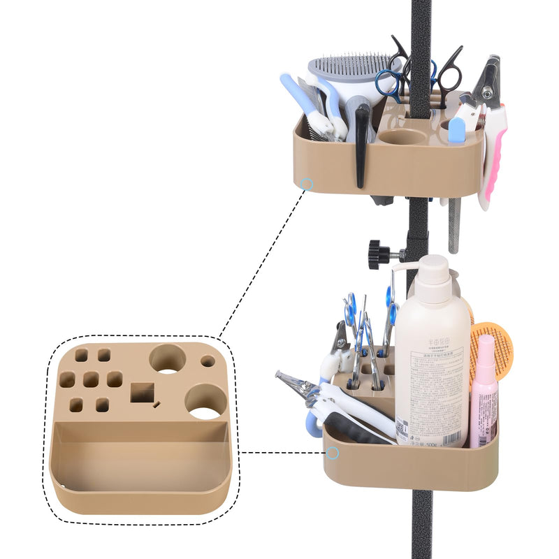 Pet Grooming Organizer for Scissors Brushes and Tools Holder - Portable Dog Grooming Table and Arm Stand Tools(khakiSquare 2PCS) - PawsPlanet Australia