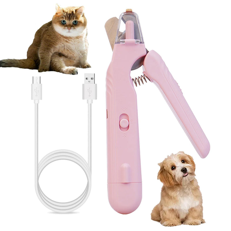 Cat nail grinders & clipper, dog grinder clippers trimmers, for dogs electric best indoor cats painless claw care nails with guard light, quiet grooming led pet cutter, small rechargeable (Pink) Pink