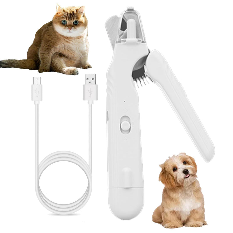 Cat nail grinders & clipper, dog grinder clippers trimmers, for dogs electric best indoor cats painless claw care nails with guard light, quiet grooming led pet cutter, small rechargeable (White) White - PawsPlanet Australia