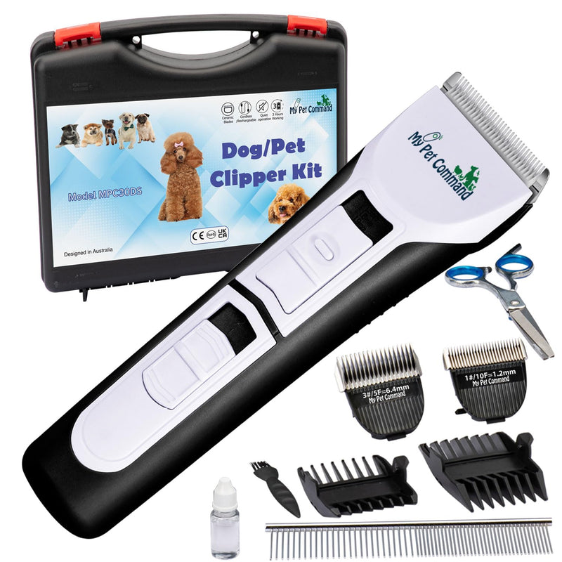 My Pet Command Professional Dog Clippers for Grooming, Cordless Rechargeable Pet Trimmers, Heavy Duty Dog Clippers for Thick Coats, Low Noise, Light Weight - PawsPlanet Australia