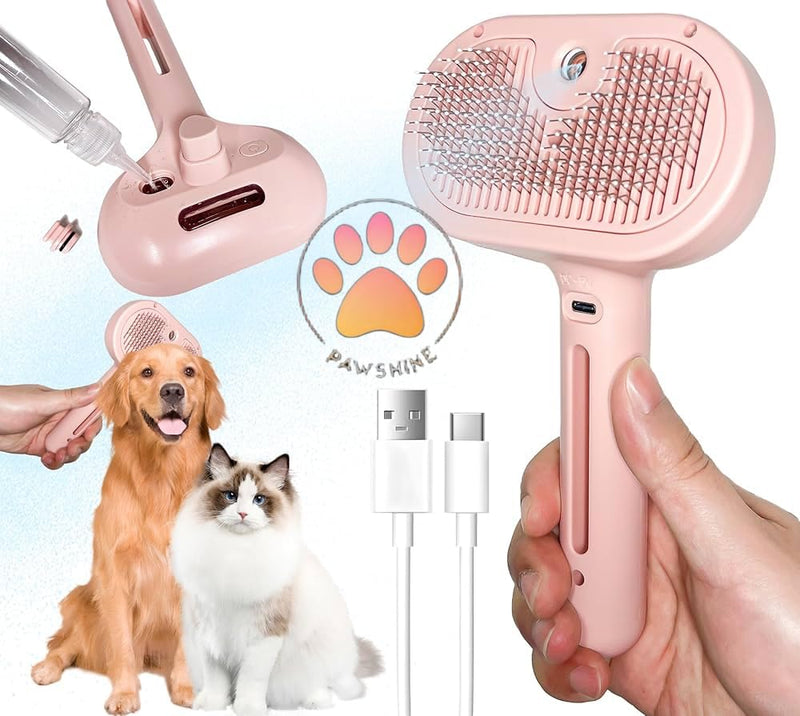 Cat steam brush, Pet steam brush, Innovative Accessories to Enrich Indoor Cats (Pink) Pink - PawsPlanet Australia