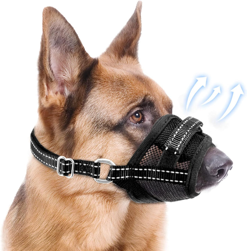 Dog Muzzle, Soft Mesh Muzzle for Large Dog Mouth Guard, Breathable Adjustable Muzzles to Prevent Biting, No Bark Muzzle for Dogs Allow Panting Drinking (Black, L) Black - PawsPlanet Australia