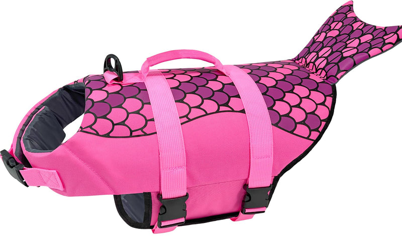 Mermaid Dog Life Jacket, Pink Ripstop Dog Life Vest for Swimming & Boating, High Buoyancy Adjustable Pet Vest with Durable Rescue Handle & D-Ring, for Small/Medium/Large Dogs (Mermaid, M) Medium - PawsPlanet Australia