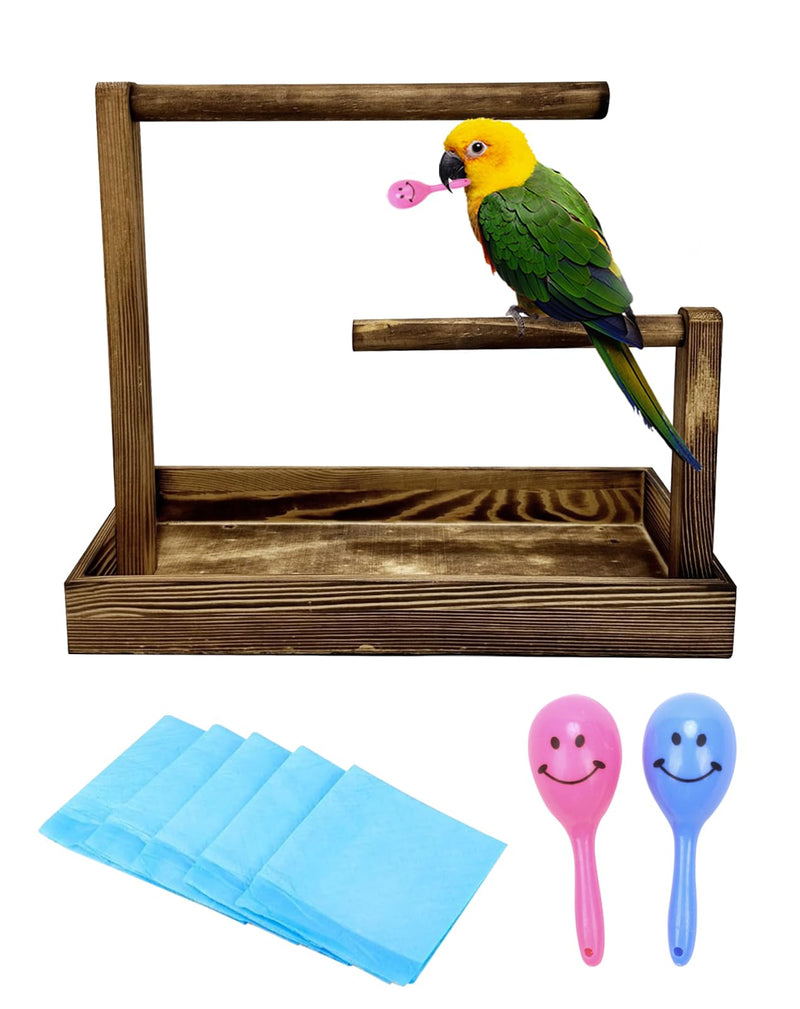 8 Pcs Small Bird Training Stand Set Portable Tabletop Birds Perch Desktop Platform Training Perch with Disposable Pads Parakeet Play Gyms Exercise for Budgie Conure Parrot Cockatiel Carbon wood - PawsPlanet Australia