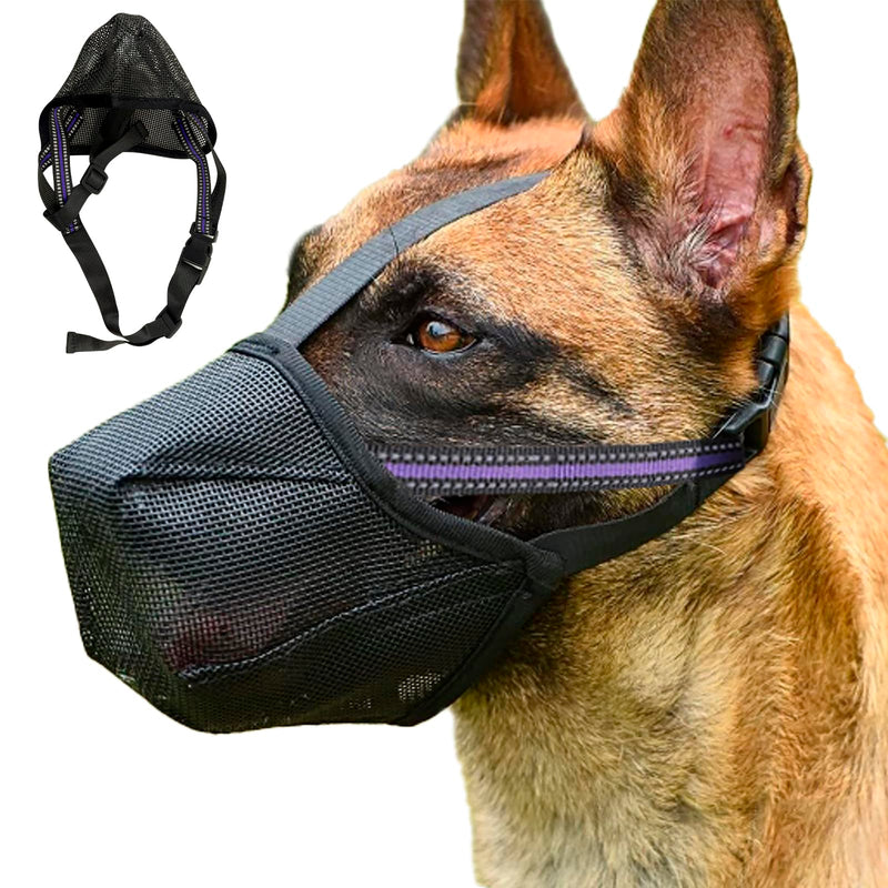 Dog Muzzle, Soft Mesh Muzzle for Small Medium Large Dogs Labrador German Shepherd, Breathable Adjustable Mouth Guard for Biting Chewing Scavenging, Allows Panting and Drinking(Black, L) Black - PawsPlanet Australia