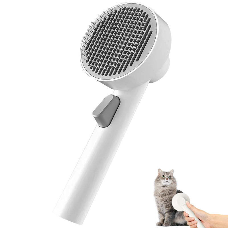 Self Cleaning Slicker Round Cake Brush - Skin Friendly Deshedding Grooming Tool for Dogs & Cats, Suitable for Shedding & Haired Pets (Grey) - PawsPlanet Australia