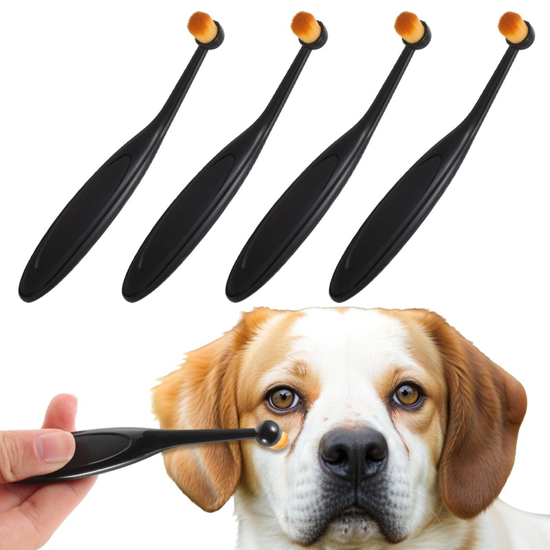 Dog Cat Eye Powder Brush, 4 Pack Dog Tear Stain Remover Brush Washable Fiber Pet Tear Stain Remover Brush for Safely And Evenly Apply Tear Stain Powder Ergonomic Handle Long Tapered Bristles - PawsPlanet Australia