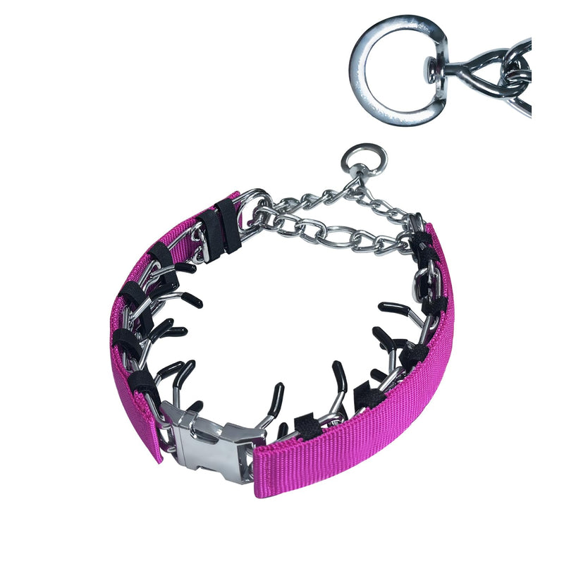 Prong Training Collar for Dogs, Rotating Ring Welding, Adjustable Dog Training Pinch Collar with Quick Release Buckle, for Small Medium Large Dogs Pink M/L(17-23" Neck, 3.2mm) - PawsPlanet Australia