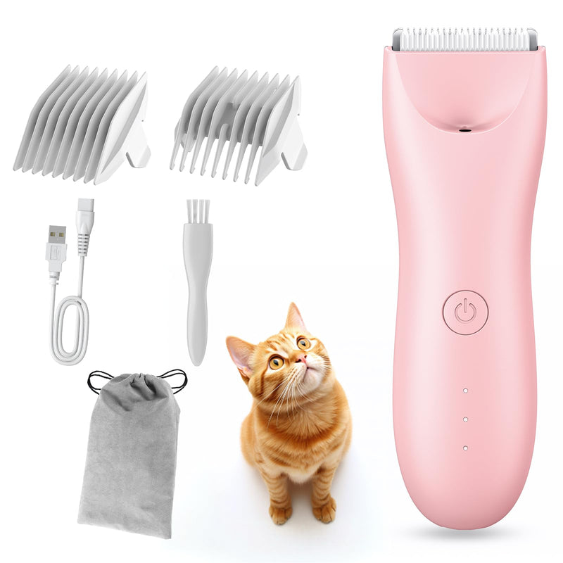 Dog Clippers Pet Grooming Kit, Low Noise Dog Hair Trimmer for Grooming Cordless Pet Shaver with LED Light for Dogs Cats Animals Pink