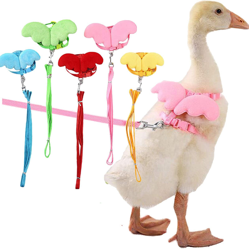 QBLEEV Pet Cole Duck Outside Walking Harness Leash, Adjustable Outdoor Training Traction Rope for Goose Chicken Hen M Pink - PawsPlanet Australia