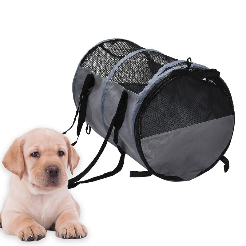 Portable Travel Crate for Car, Car Seat for Dog Pet, 23 Inchs Small Pet Crate, Foldable Lightweight Sturdy Oxford Cloth with Breathable Mesh Easy Install Pet Carrier (Grey) Grey - PawsPlanet Australia
