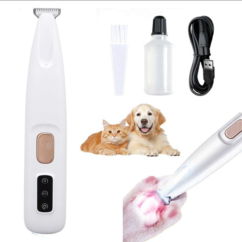 Cats Dog Trimmer with LED Light, Trimmer for Dogs Electric, Pets Hair Clippers for Cats Paws, Electric Pet Grooming Tool, Cordless, Low Noise Rechargeable Pet Shaver for Paws Eyes Ears Face Rump
