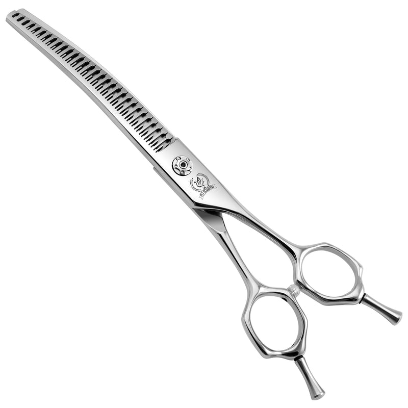 Fenice Peak 7.5 Curved Thinning Traceless Dog Grooming Scissors Japanese 440C Stainless Steel with Bearing Screws Smooth Cutting and Durable 7.5'' - PawsPlanet Australia
