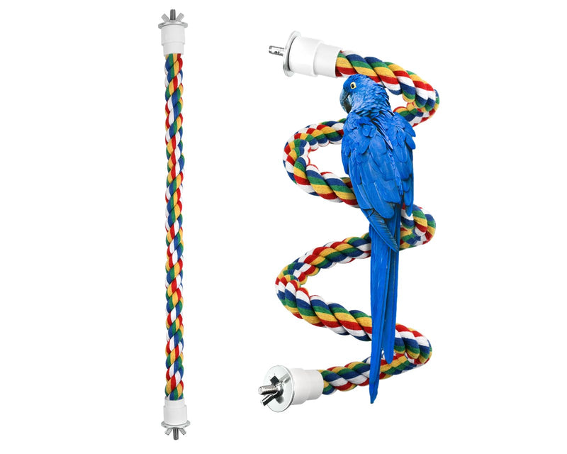 DS. DISTINCTIVE STYLE Bird Rope Perches Set of 2 Pieces (33 in+16 in), Colorful Cotton Rope for Birds, Bungee Style Perch Ideal for Parrots, Cockatiels, Lovebirds, and Budgies - PawsPlanet Australia