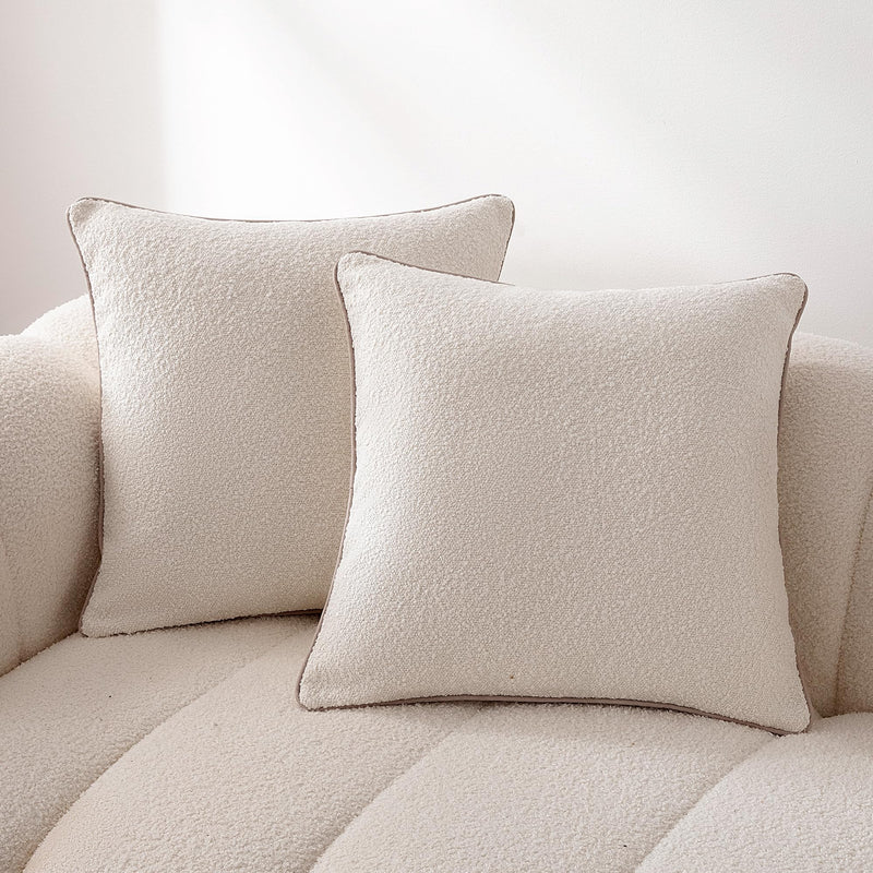 Amazon Basics Boucle Throw Pillow Covers for Couch, Living Room, Home Decor with Hidden Zipper, White, 24×24in, Pack of 2 24" x 24" (Pack of 2)