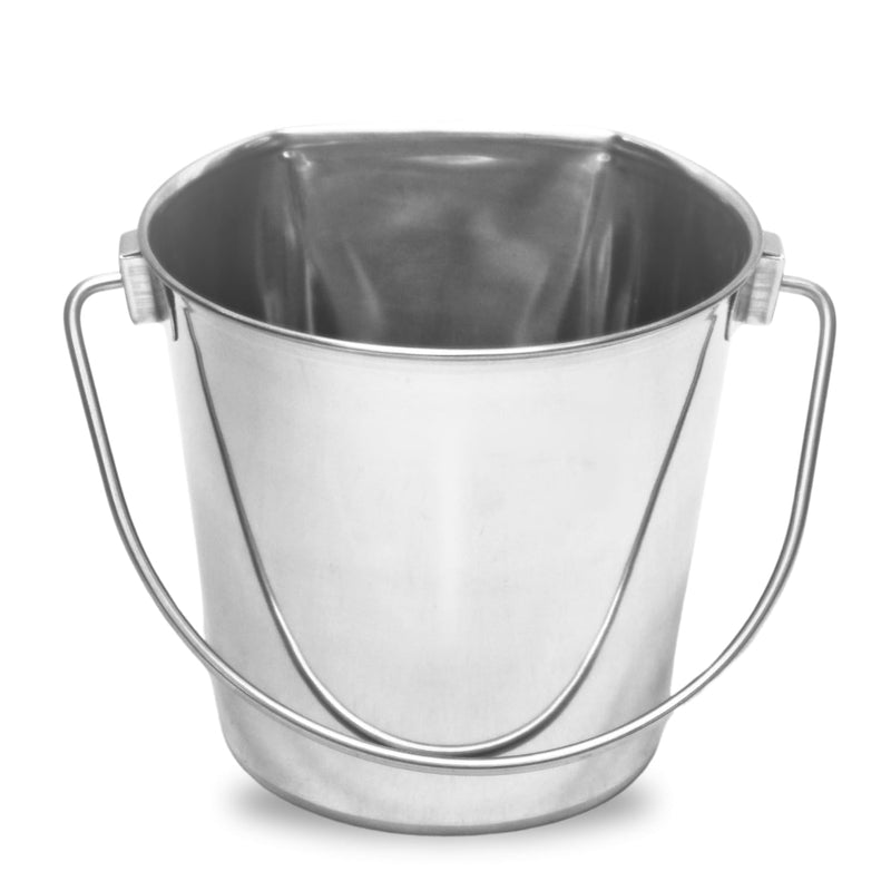 9 Quart Stainless Steel Flat Side Bucket | Durable Heavy Duty Food & Water Feeding Pails for Dog Goat Sheep horse | Fits kennels Cage Critter Crates Hanging Pet Pail | Multipurpose Bucket 9 Quarts - PawsPlanet Australia