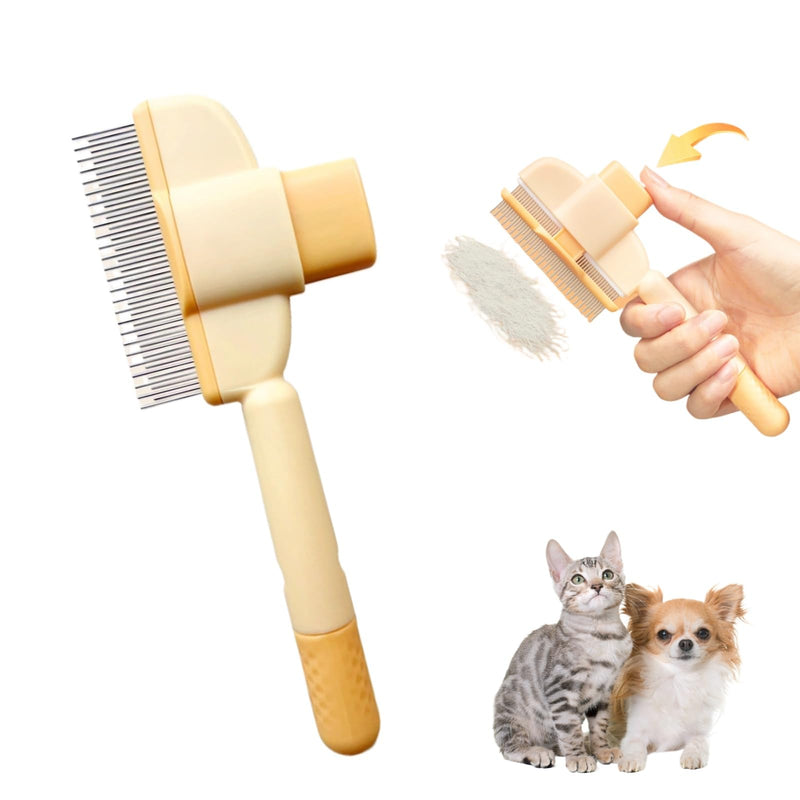 Pet Hair Removal Comb Flea Comb, Cat Grooming Brush with Release Button, Cat Grooming Supplies for Short and Long Hair Cats Removing Matted Fur - PawsPlanet Australia