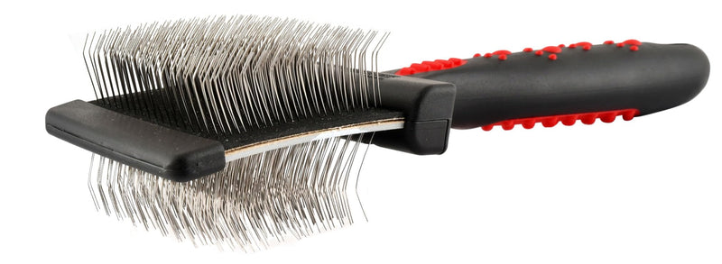 Jeffers Pet Double Sided Grooming Slicker Brush for Dogs, Cats, Puppies – Flexible Head with Stainless Steel Pins – Detangler Tool for Mats, Loose Fur, Shedding – Home or Professional Use - Small - PawsPlanet Australia