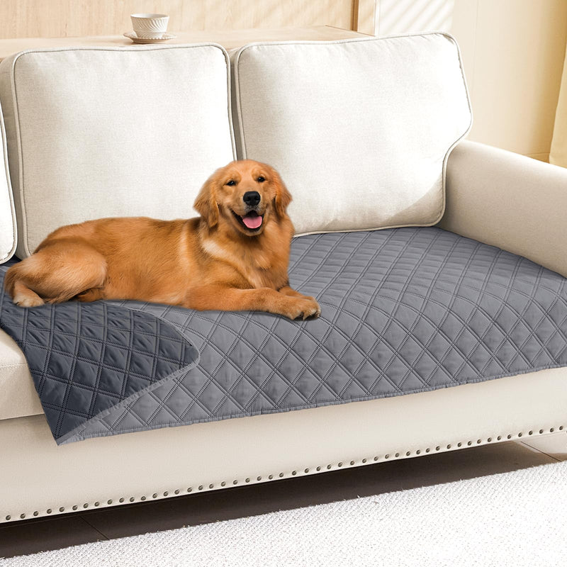 Smiry Waterproof Dog Blanket, Reversible Dog Bed Cover Pet Blanket, Soft Pet Couch Covers for Sofa Washable, Bed Couch Sofa Furniture Protector for Puppy Cat Kids (30"x80", Grey/Dark Grey) Checkered 30x80 Inch - PawsPlanet Australia