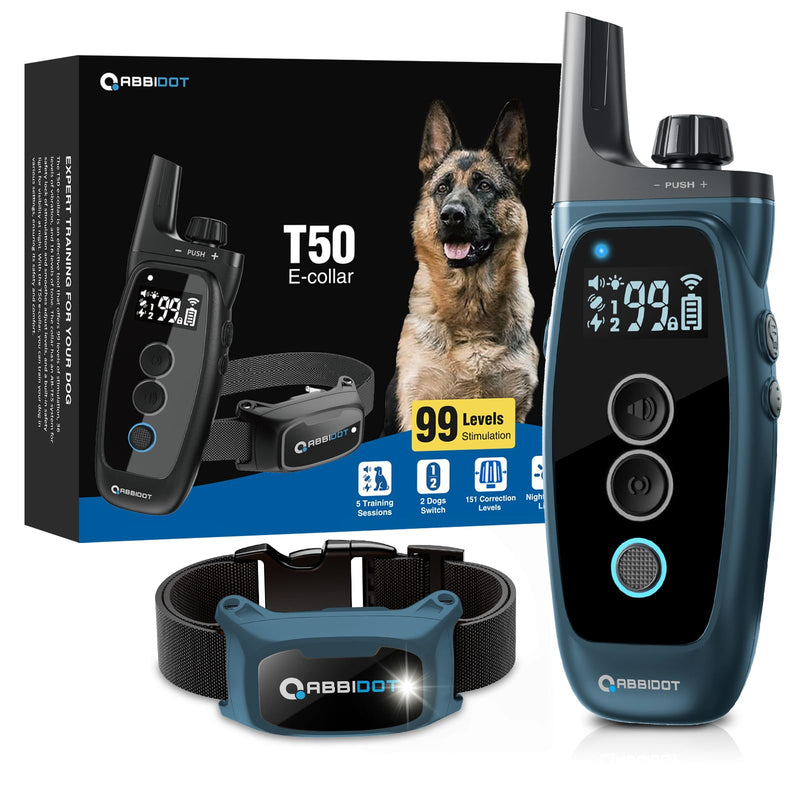 ABBIDOT Shock Collar for Dogs - 3500FT Dog Training Collar with Remote，IPX7 Waterproof & 4 Training Modes, Safety Lock & Night Vision Light，Rechargeable E-Collar for All Breeds 1 Collar Dark Blue