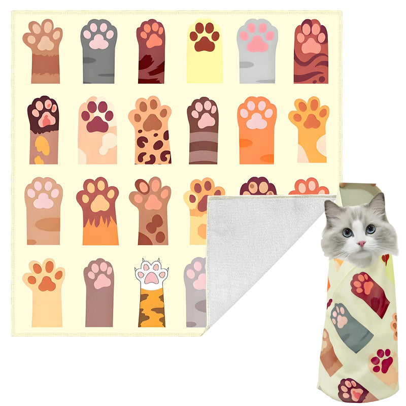 Cat Wrap for Cutting Nails, Self-Adhesive Cat Wrap, Cat Restraint for Nail Clipping, Anti-Scratch Cat Grooming Wrap for Medicine, Nail Clipping, Teeth Brushing, Ear Cleaning L Pattern 2 - PawsPlanet Australia