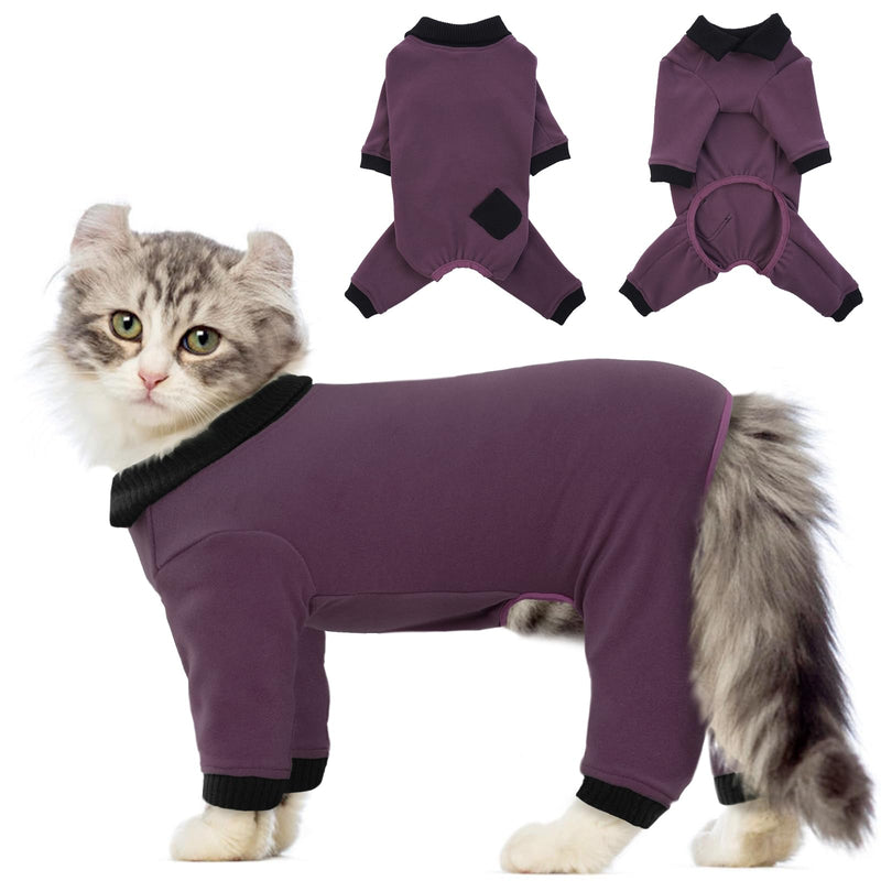 QBLEEV Cat Pajamas for Cats Only, Sticky Hair Cat Clothes, Cat Onesie for Cats After Surgery Female Male, Surgical Cat Recovery Suit Full Bodysuit, Long Sleeve Cat Shirts Outfits to Prevent Licking Small Fuchsia - PawsPlanet Australia