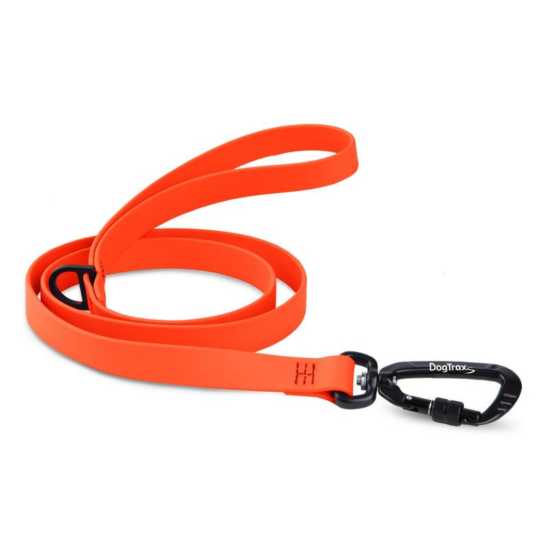 DogTraxs - Essential Dog Leash - Biothane Training Lead - for Small-Large Dogs - Waterproof & Odor Resistant - Self Locking Swivel Carabiner Durable - Made in USA - 3 Feet - Orange - PawsPlanet Australia