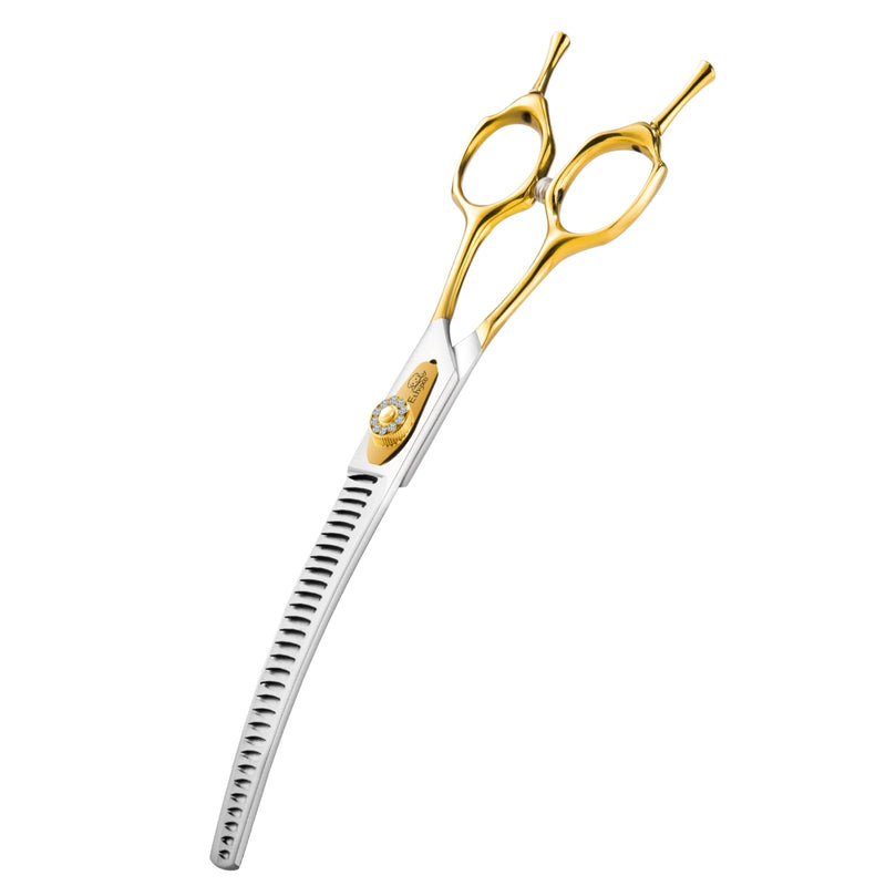 7" Curved Chunker Dog Grooming Scissors – Professional 20-Teeth 440C Stainless Steel Downward Chunker Shears for Pets, Sharp Blades with Ergonomic Handle for Groomers - PawsPlanet Australia