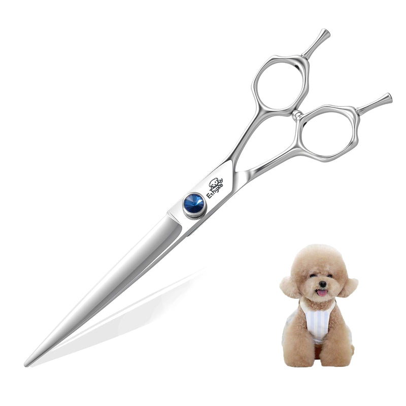 7" Dog Grooming Scissors, Premium Stainless Steel Pet Straight Shears for Dogs, Cats, and Small Animals, Sharp for Grooming Thick Hair Blue Straight - PawsPlanet Australia