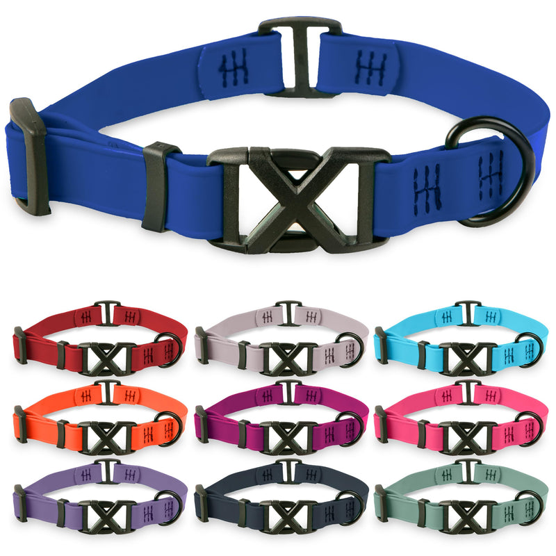 Light Duty Biothane Dog Collar - Cobalt Blue, Waterproof, Odor Proof, Lightweight, Made in The USA, Curved Quick Release Plastic Buckle, Large 19-22" Neck L19-22" x W1" - PawsPlanet Australia