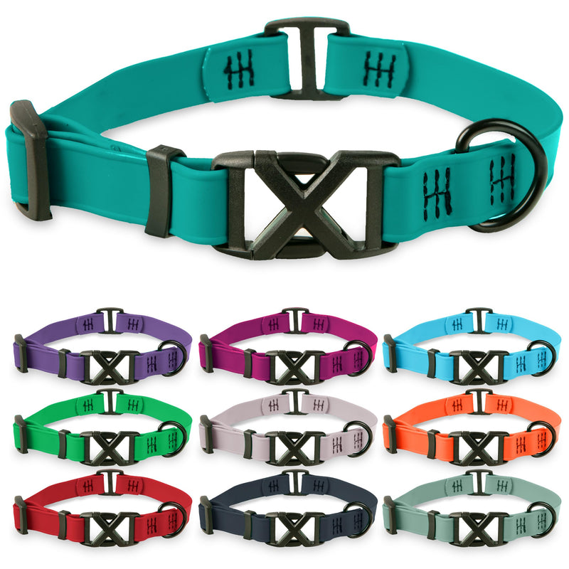 DogTraxs - Light Duty Dog Collar - Biothane Dog Collar - for Large Dogs - Waterproof & Odor Resistant - Quick Release Plastic Buckle Style - Made in USA - 1" W x 19-22" L – Teal Large - 1" W x 19-22" L