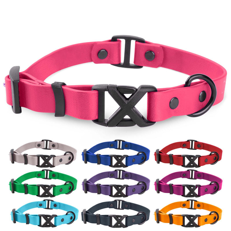 Light Duty Rivet Biothane Dog Collar - Pink, Waterproof, Odor Proof, Lightweight, Made in the USA, Curved Quick Release Plastic Buckle, Medium 12-15" Neck W 3/4" x L 12-15" - PawsPlanet Australia