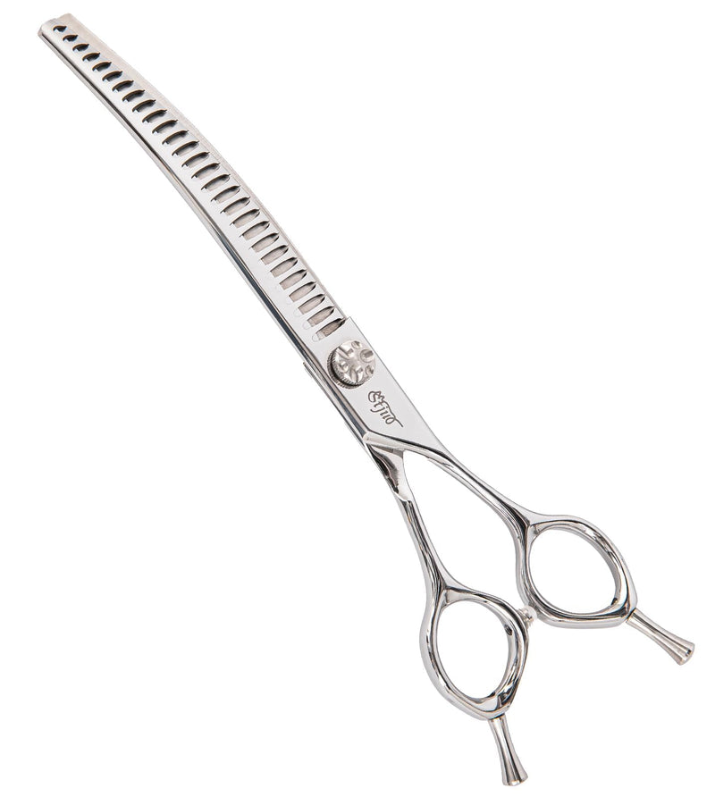 Professional Dog Grooming Scissors, Japanese 440C Stainless Steel, 62 HRC Hardness (Curved Chunker, 7.5'') - PawsPlanet Australia