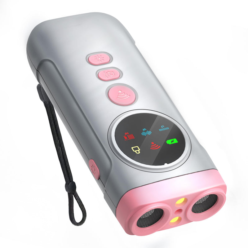 Dog Bark Deterrent Devices, Ultrasonic Bark Deterrents Rechargeable Anti-Barking Device with LED Display Screen Long Range in 50FT for Dog Training Bark Collar Alternative Pink - PawsPlanet Australia