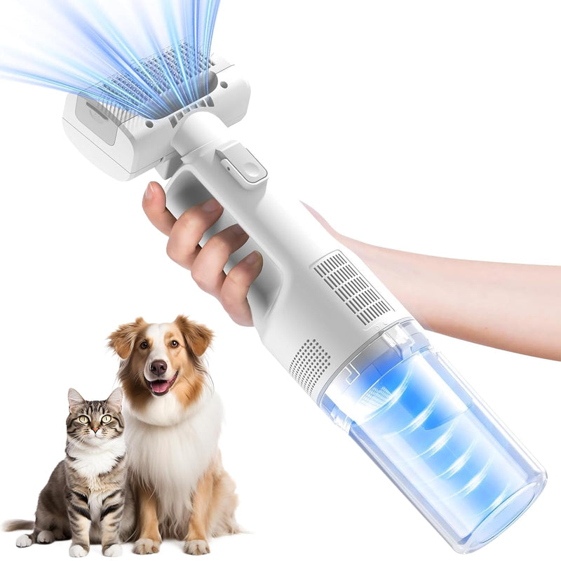 Dog Vacuum for Shedding Grooming, Pet Grooming Vacuum for Dogs, Cat Grooming Supplies, Vacuum Pet Hair Remover Tool with Slicker Deshedding Dog Brush for Shedding Dematting Comb Kit white - PawsPlanet Australia