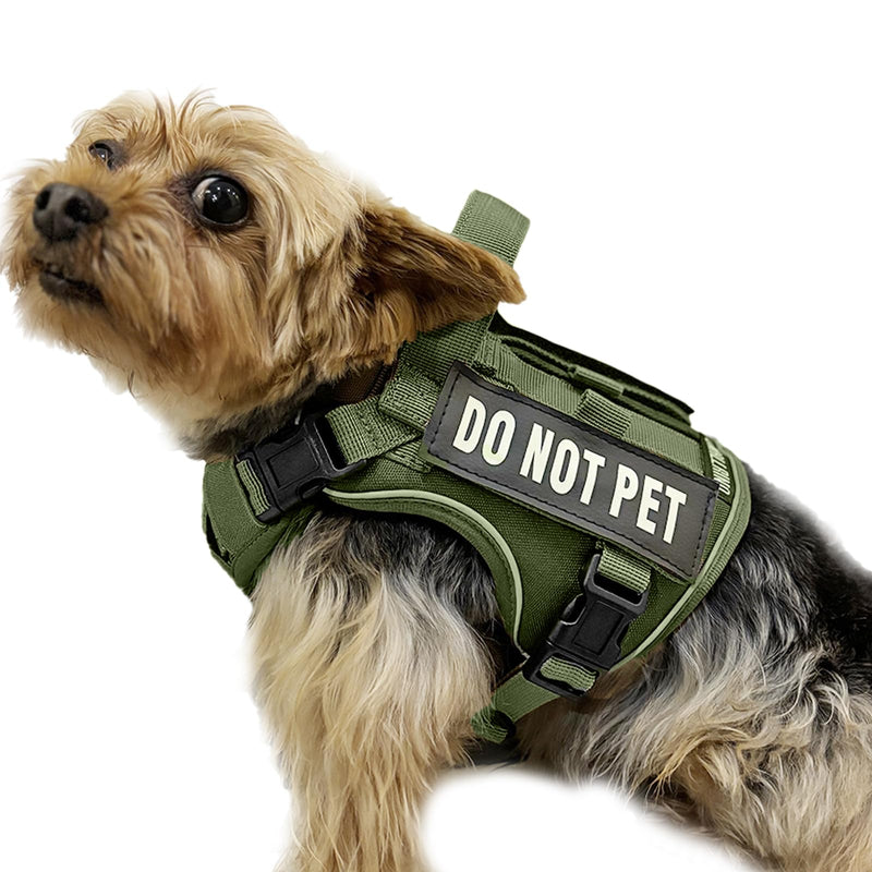 Tactical Dog and Cat Harness for XS and Small Puppy, Air Pet Vest No Pull with Reflective Do Not Pet Patches, Breathable Dog Molle Vests for Training Walking Hunting Green S - PawsPlanet Australia