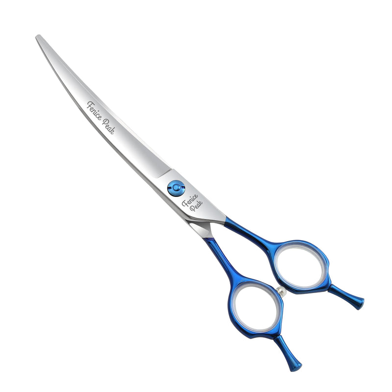 Fenice Peak Grooming Scissors for Dogs 7 inch Curved Pet Grooming Scissors Ergonomically Designed Blue Handles Ideal Dog Shears for Precise Trimming Easy Use. 7" - PawsPlanet Australia