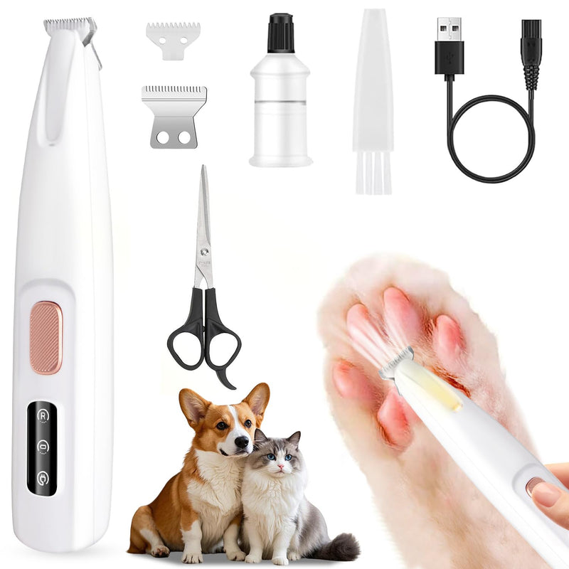 Dog Paw Trimmer, LED Light, Waterproof, Rechargeable, 18mm Blade, Low Noise, Smart Display, For Dogs & Cats - PawsPlanet Australia