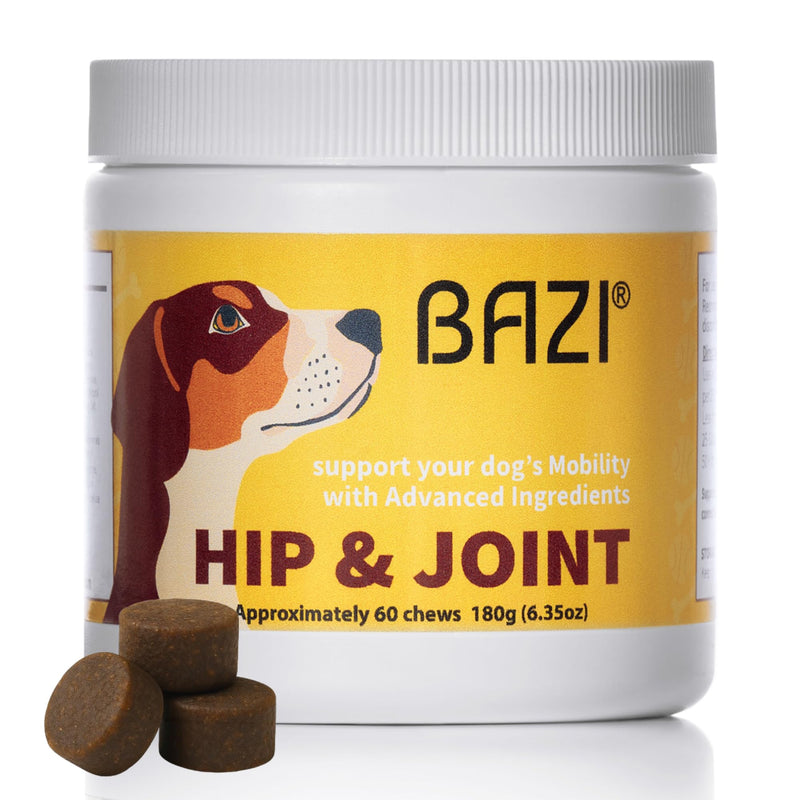 BAZI Hip & Joint Dog Chews – Glucosamine, Chondroitin, MSM, Turmeric & Collagen for Joint Health & Mobility – High-Potency Supplement for Dogs of All Breeds & Sizes – Active Lifestyle Support - PawsPlanet Australia