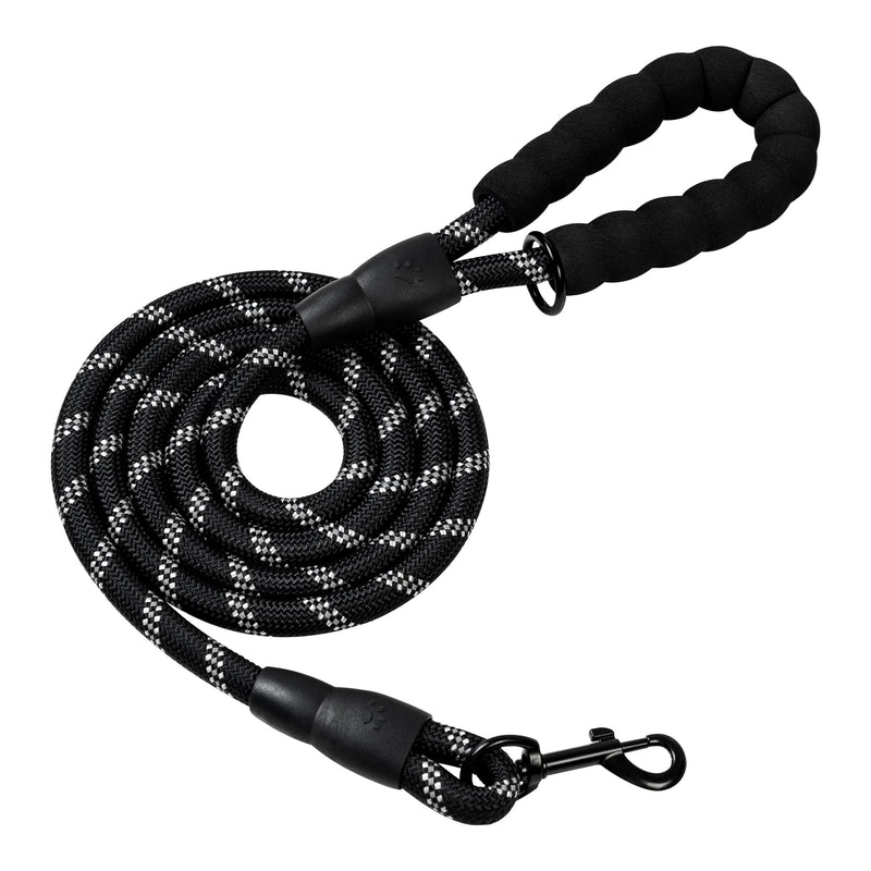 6 FT Heavy Duty Dog Leash with Soft Padded Handle, Highly Reflective Rope Dog leashes for Large Medium Small Dogs Night Walking Hiking Outside, 1/2 inch, Black - PawsPlanet Australia