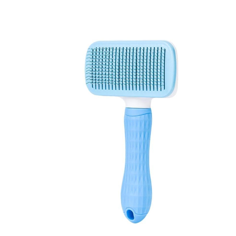 1 PCS Pet Grooming Brush One Click Hair Removal Deshedding Brush for Dogs & Cats,Tangle-Free Detangling Comb with Massage Tips & Pins, Gentle Shedding Tool for Long/Short Hair (Blue) Blue