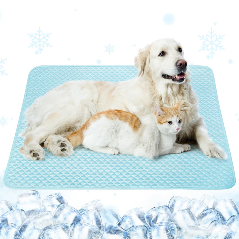 Upgraded Self-Cooling Dog Mat - Breathable Pet Cooling Pad for Dogs & Cats, Indoor & Outdoor Use, Washable Cooling Blanket for Comfort Blue L(39.4"Lx27.5"W) - PawsPlanet Australia