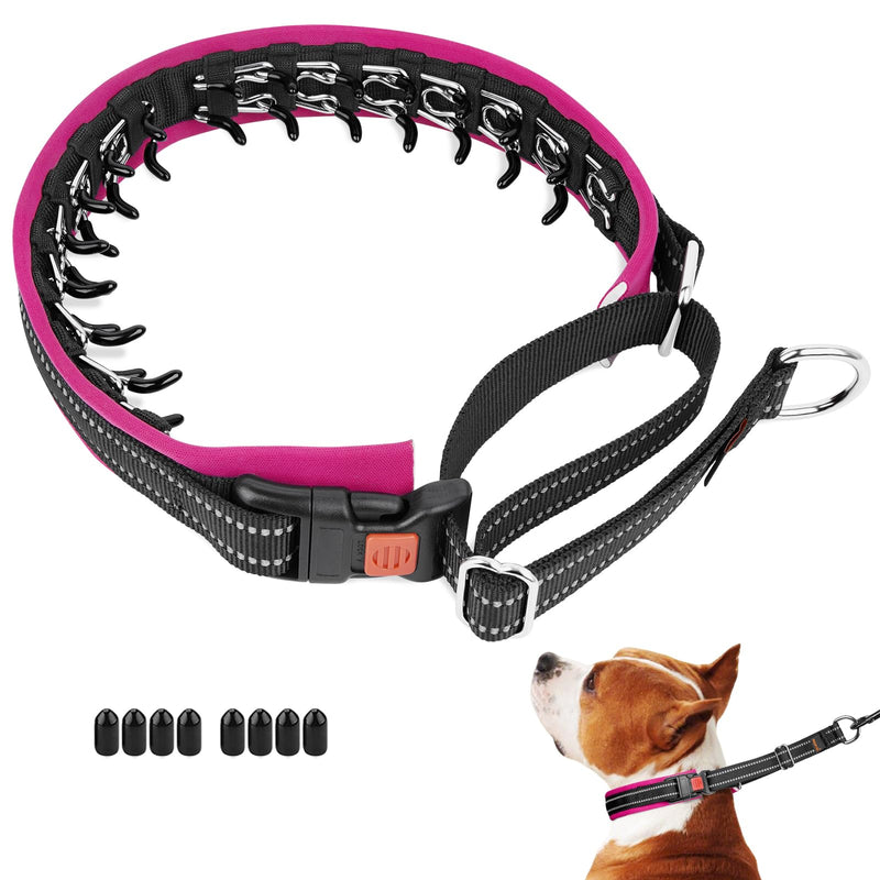 Mayerzon Martingale No Pull Collar for Medium Large Dogs, Patented Anti Pull Dog Collar with Buckle for Walking Training, with Neoprene Padding and Reflective Stitching, Adjustable(Hot Pink Trim, L) Black(Hot Pink Trim) Large,2.5mm,18.5"-23.5"Neck - PawsPlanet Australia