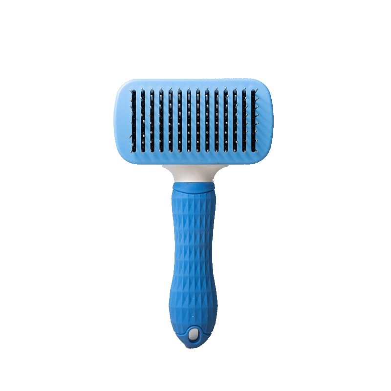 Self Cleaning Slicker Brush, Dog Cat Bunny Pet Grooming Shedding Brush，Deshedding Pet Supplies Accessories (Blue) (Blue) Blue - PawsPlanet Australia